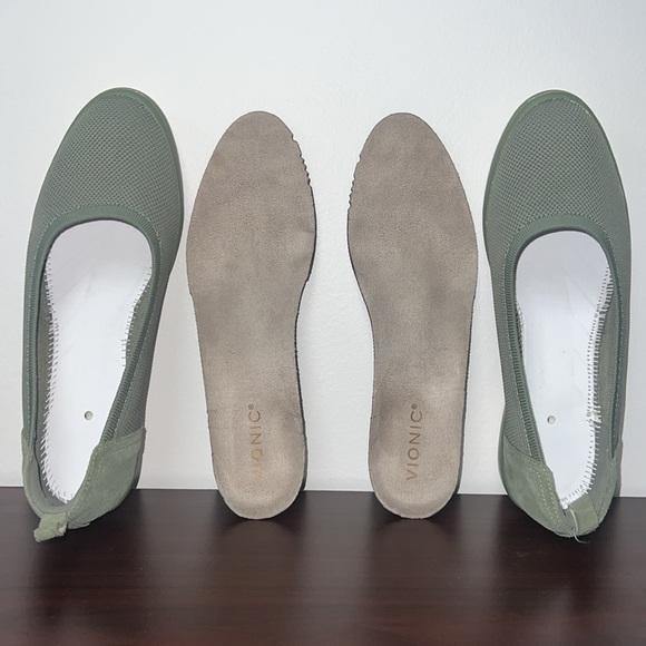 Vionic Jacey Knit Army Green Suede Trim Slip On Loafers - Picture 14 of 14